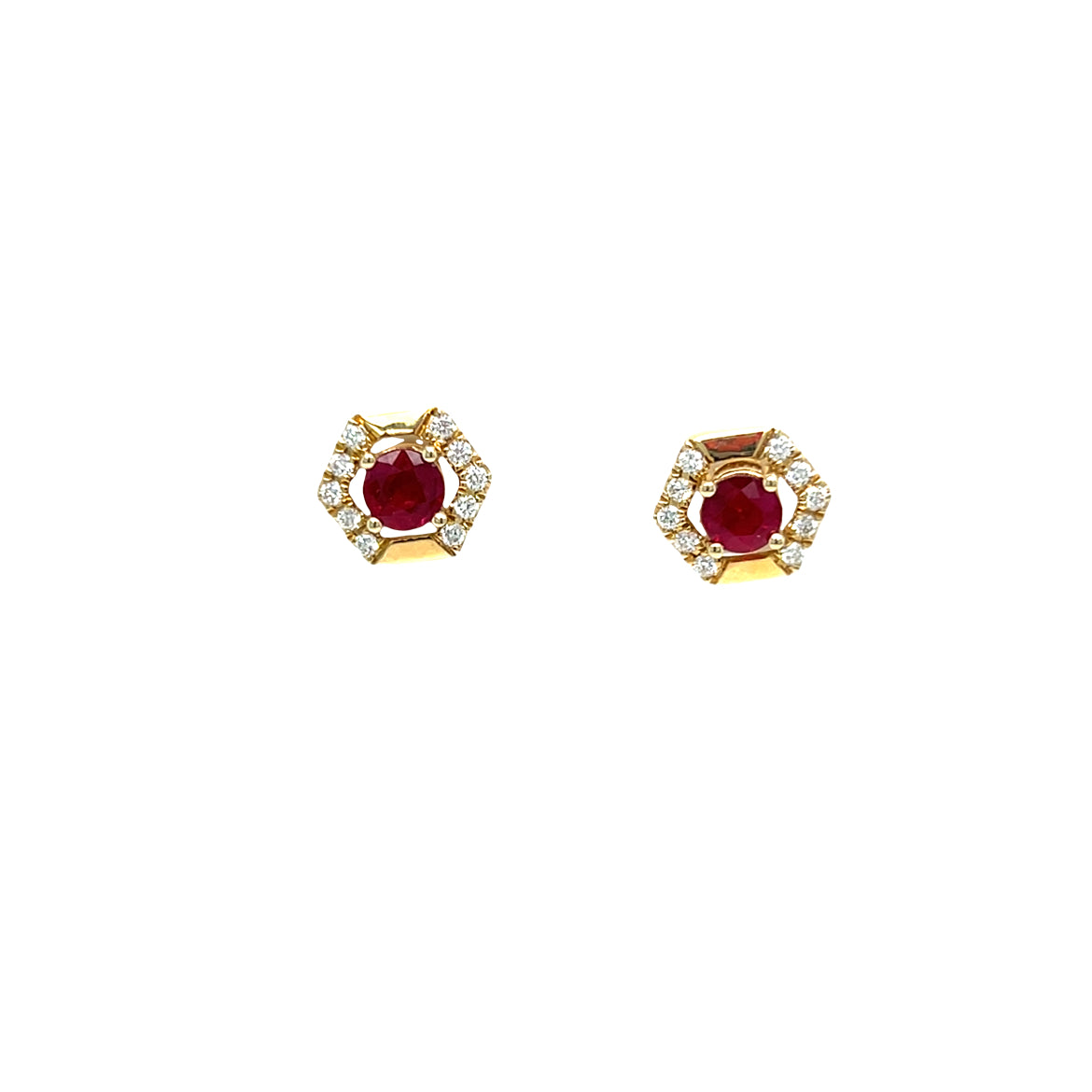 14K Yellow Gold Ruby Stud Earrings