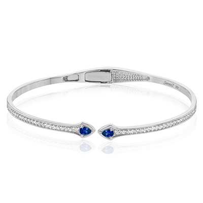 Ladies 18K White Gold Sapphire Cuff Bracelet