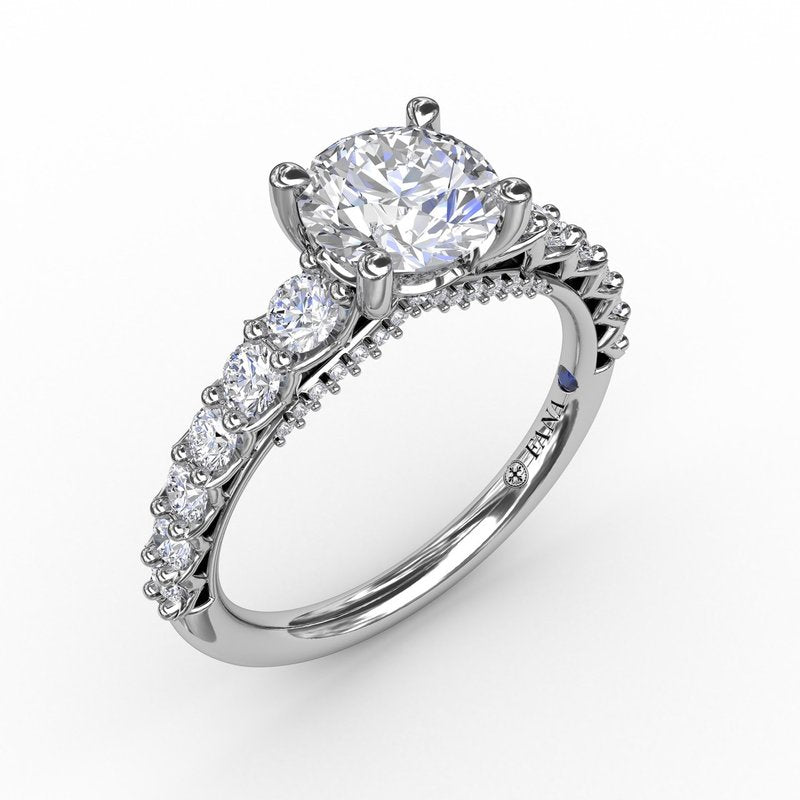14K White Gold Diamond Accented Engagement Ring