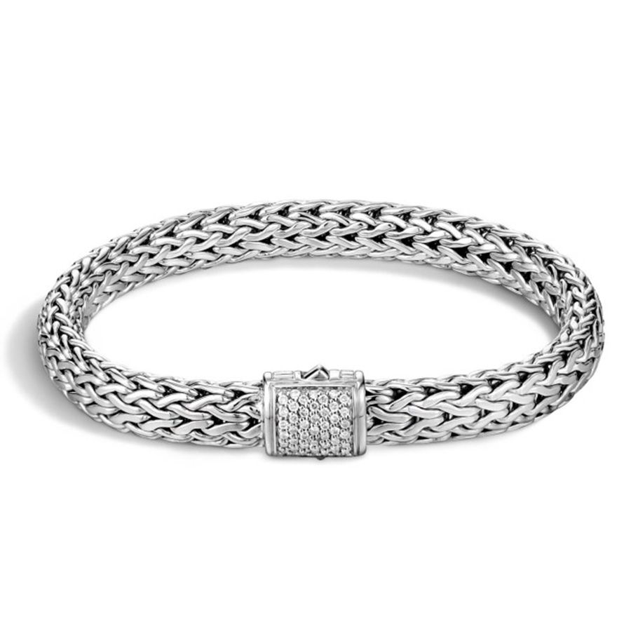 Sterling Silver Diamond Fancy Link Bracelet