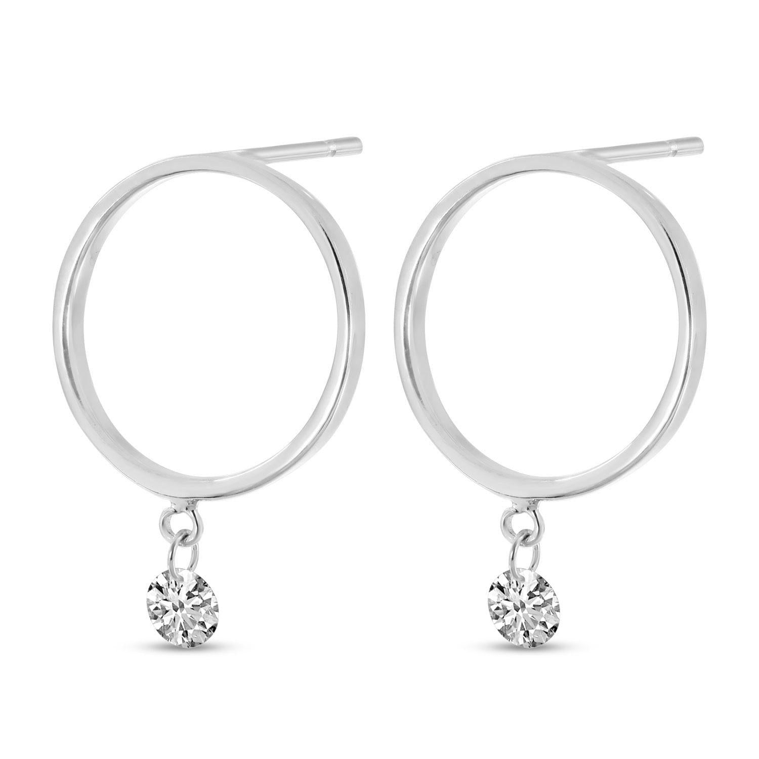 14K White Gold Diamond Drop Earrings