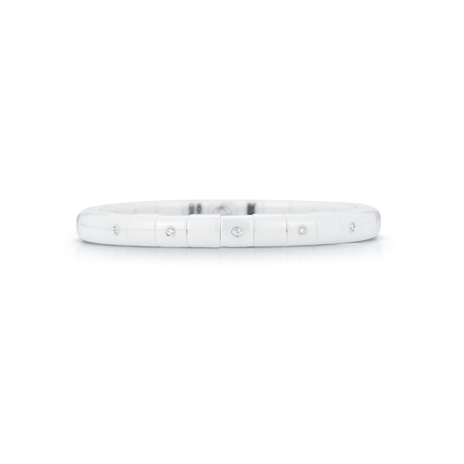 Women's White Ceramic Diamond Stretch Bracelet