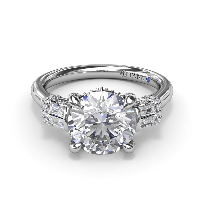 14K White Gold Diamond Accented Engagement Ring