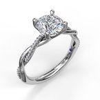14K White Gold Diamond Accented Engagement Ring