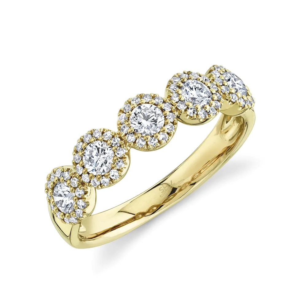14K Yellow Gold Diamond 5 Stone Ring