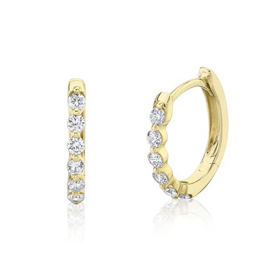 14K Yellow Gold Diamond Hoop Earrings