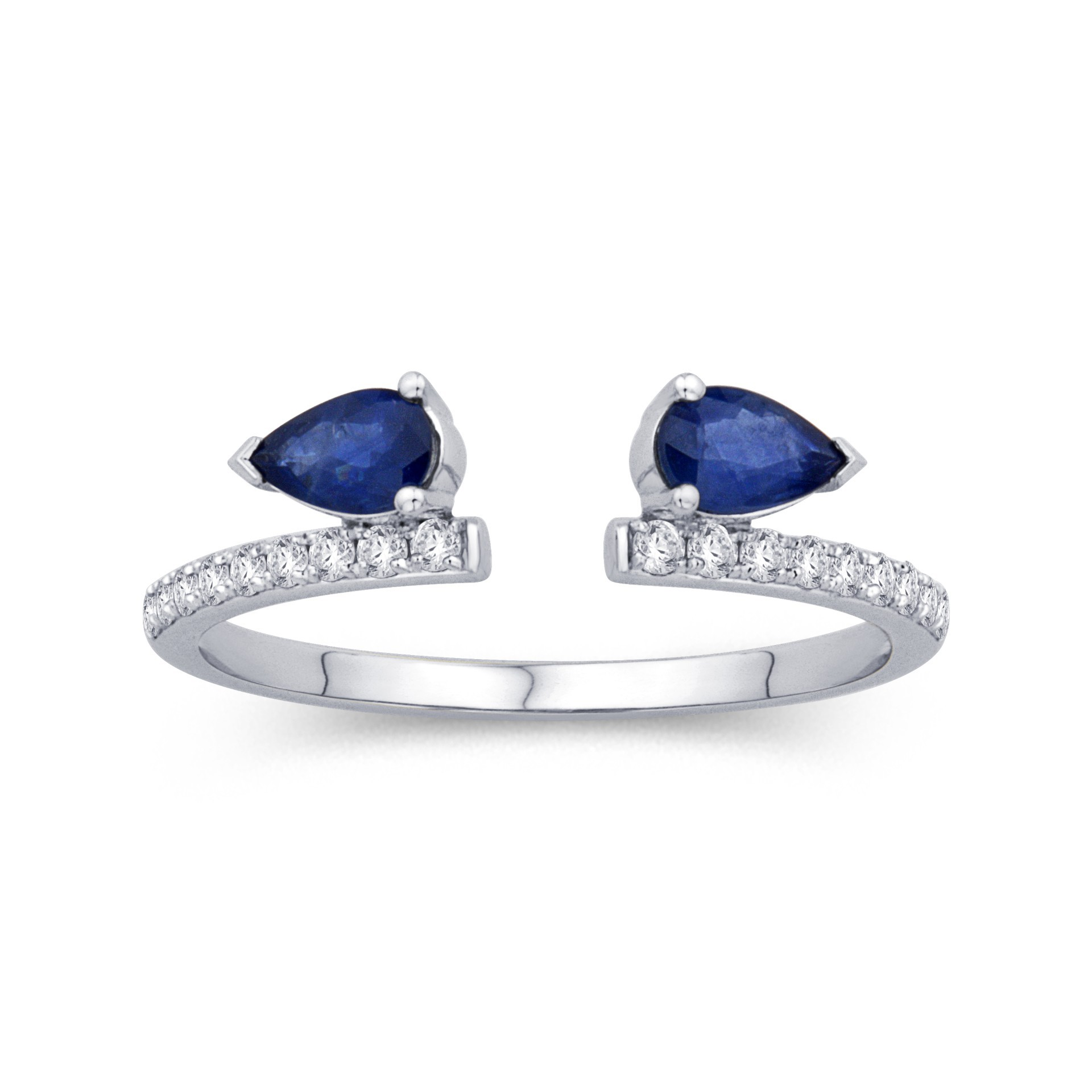 14K White Gold Sapphire Contemporary Ring
