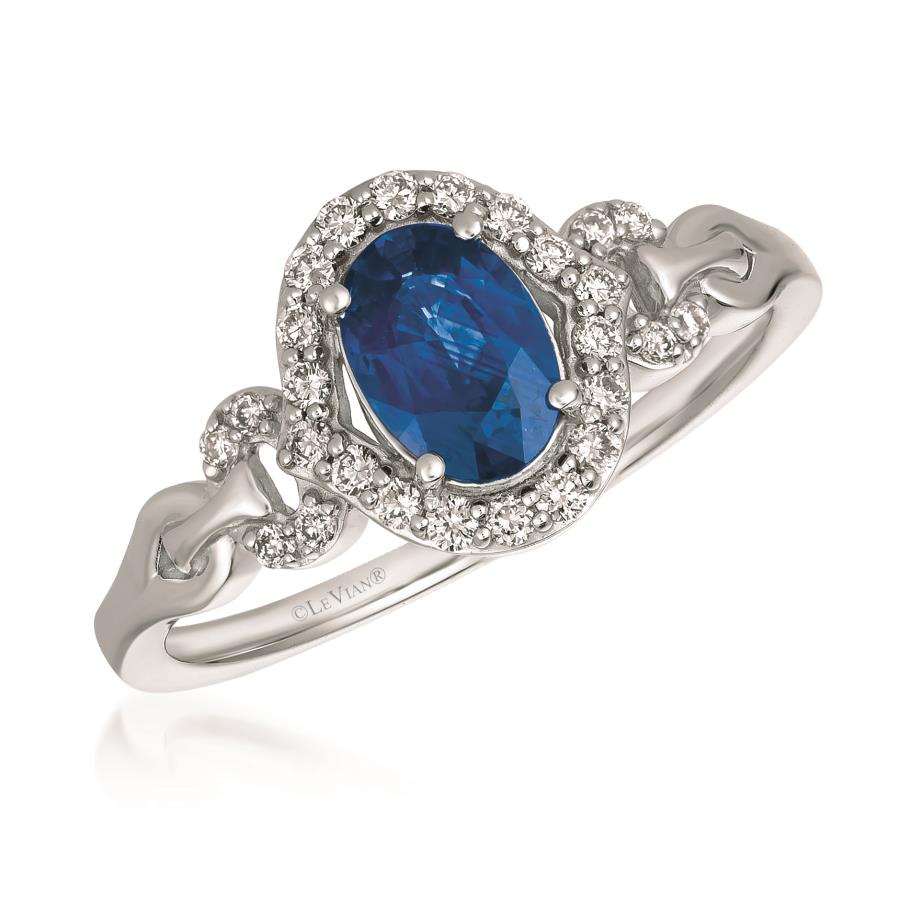 14K White Gold Sapphire Halo Ring