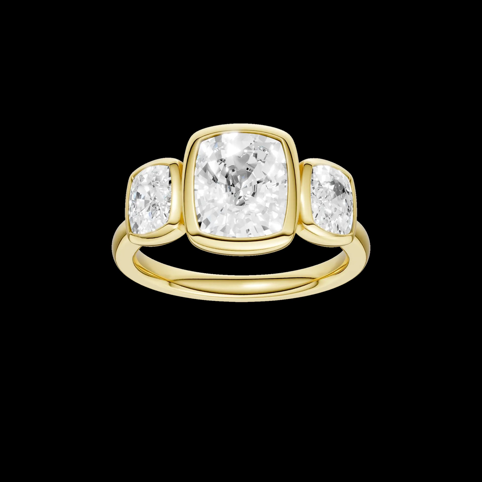 14K Yellow Gold Lab Grown Diamond 3 Stone Engagement Ring