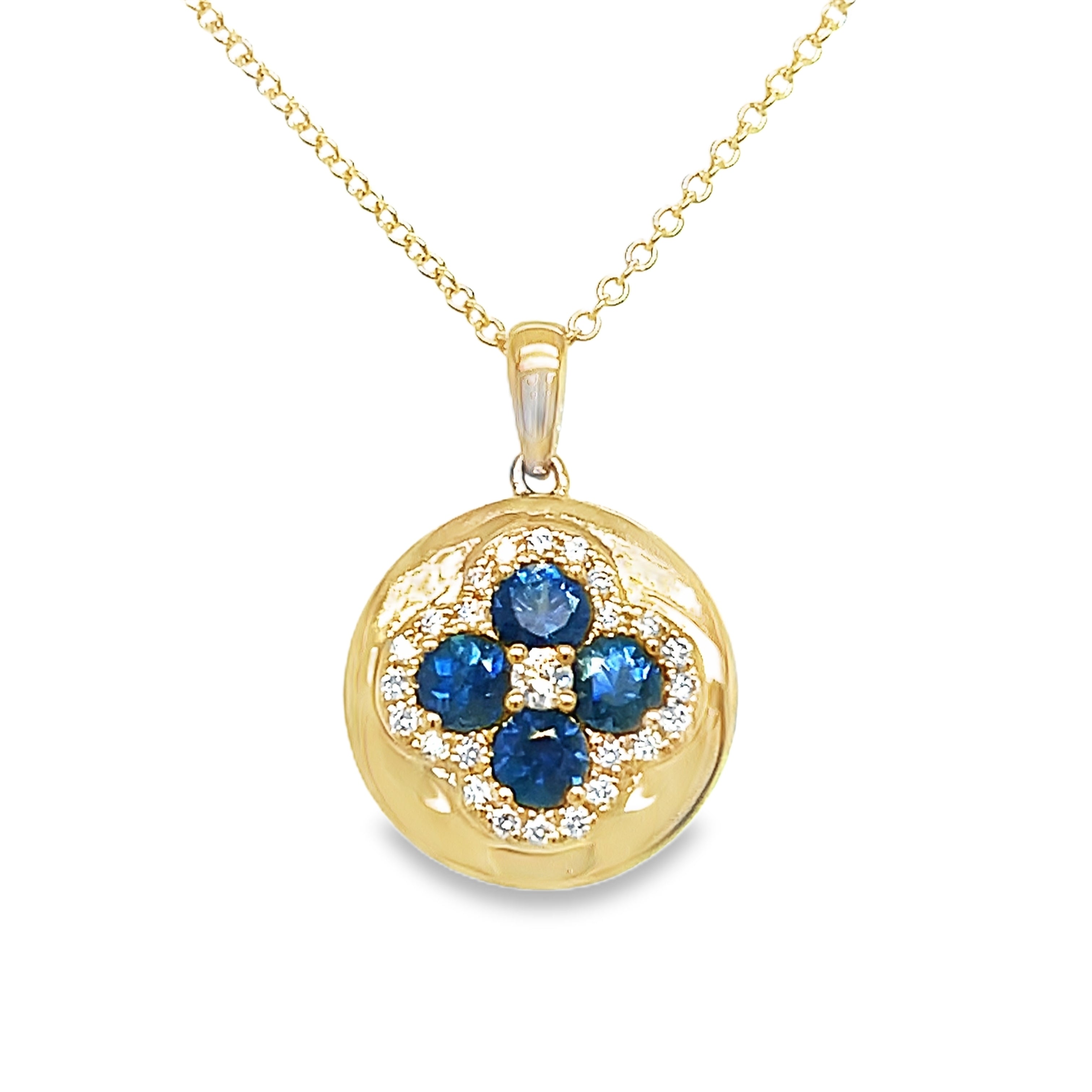14K Yellow Gold Sapphire Flower Pendant