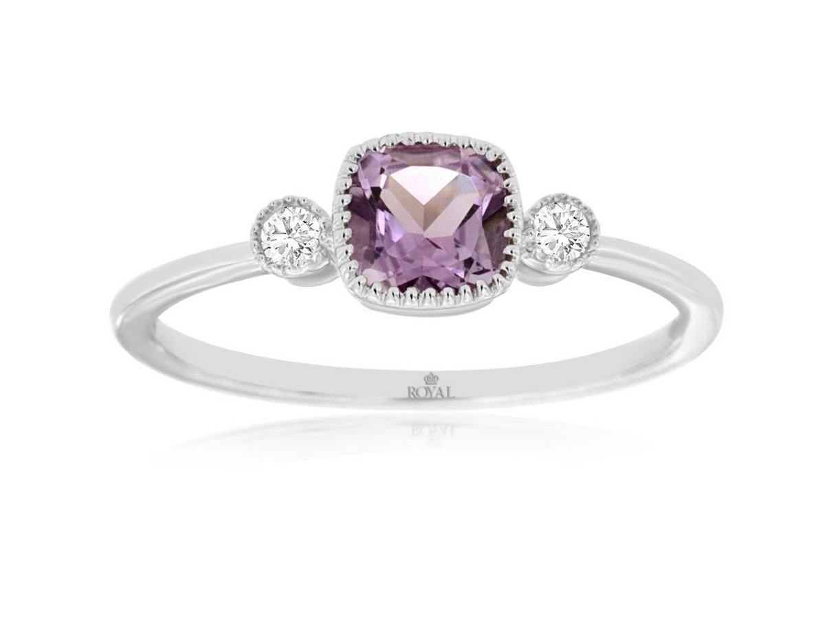 14K White Gold Amethyst Stackable Ring