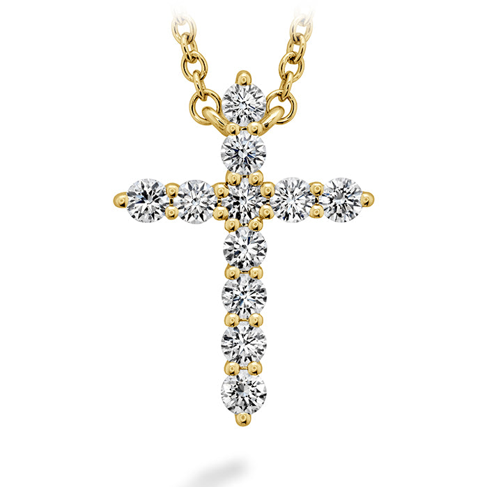 18K Yellow Gold Diamond Cross Pendant