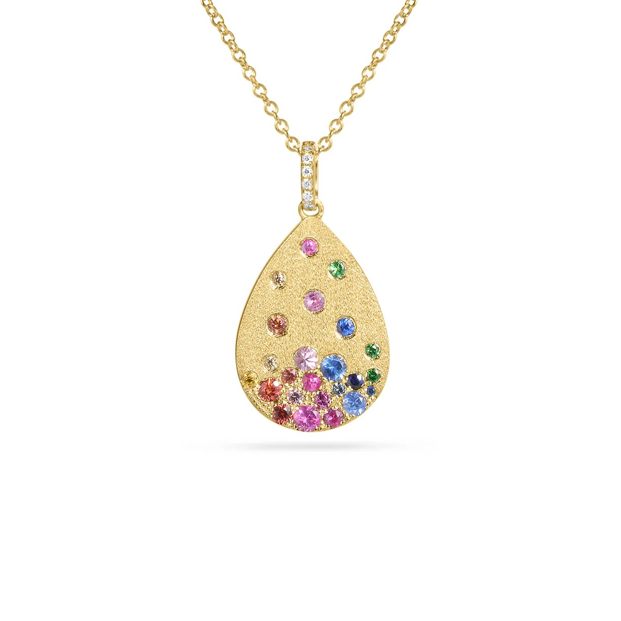 14K Yellow Gold Sapphire Drop Pendant