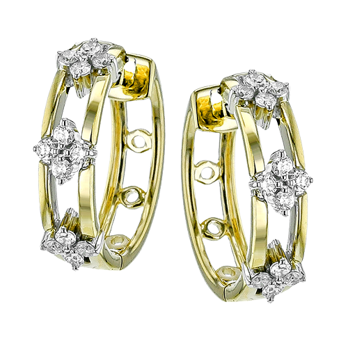 14K Two Tone Diamond Hoop Earrings