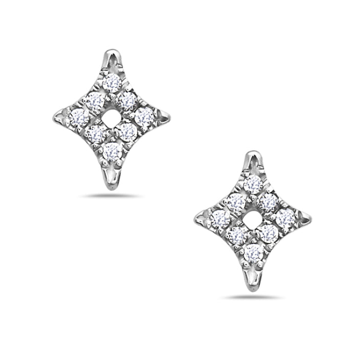 14K White Gold Diamond Stud Earrings