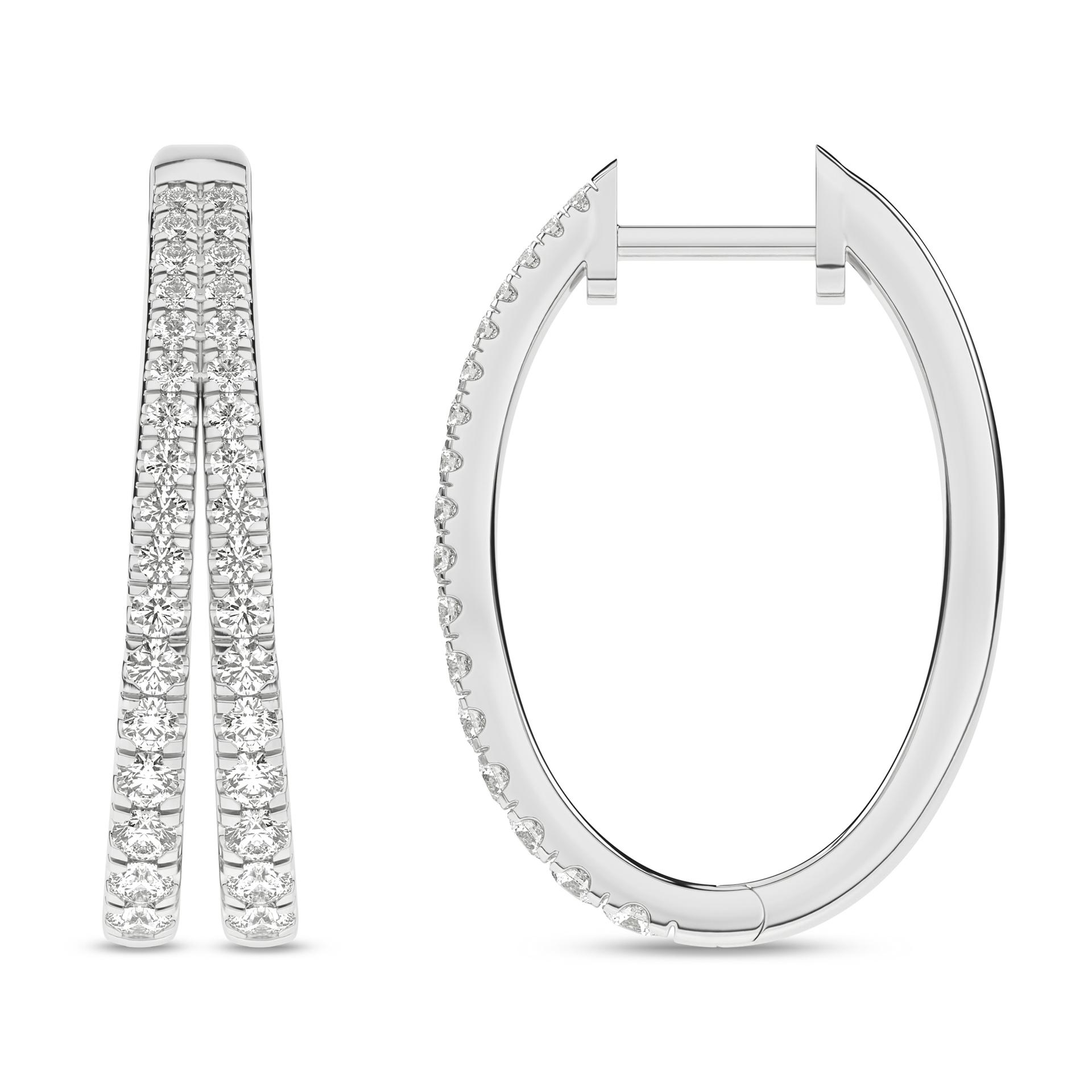 14K White Gold Lab Grown Diamond Hoop Earrings
