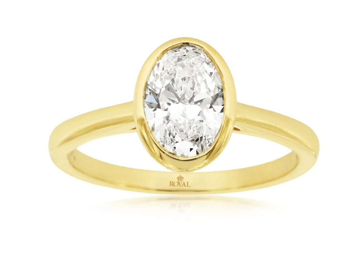 14K Yellow Gold Lab Grown Diamond Bezel Set Engagement Ring