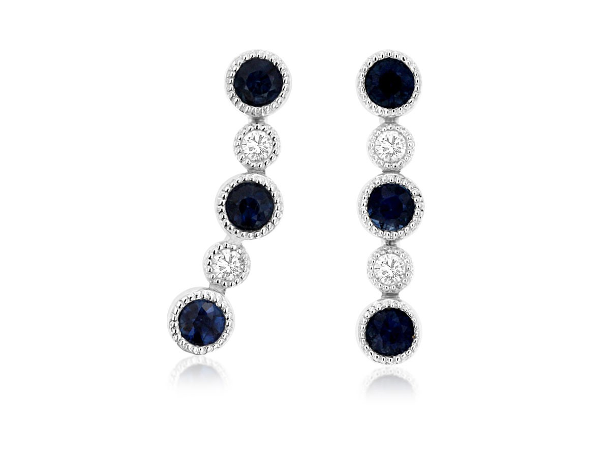 14K White Gold Sapphire Drop Earrings