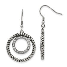 Stainless Steel CZ Drop Earrings