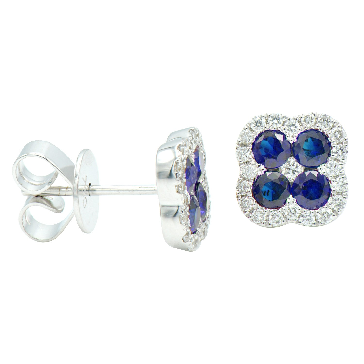 18K White Gold Sapphire Stud Earrings