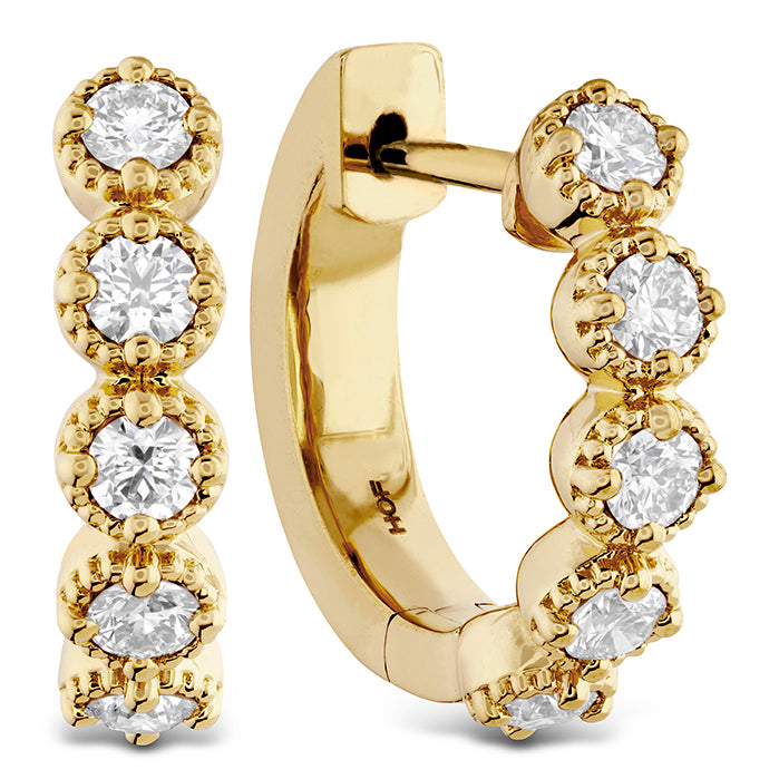 18K Yellow Gold Diamond Hoop Earrings