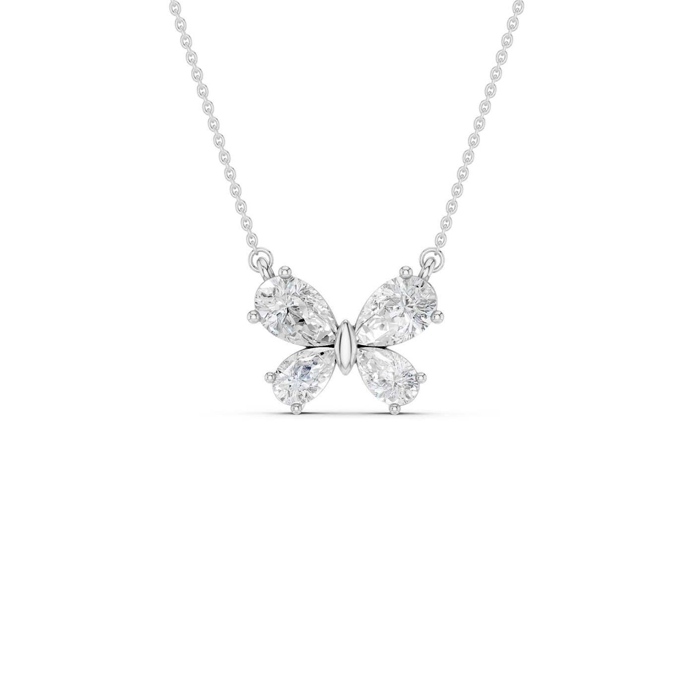 14K White Gold Lab Grown Diamond Butterfly Necklace