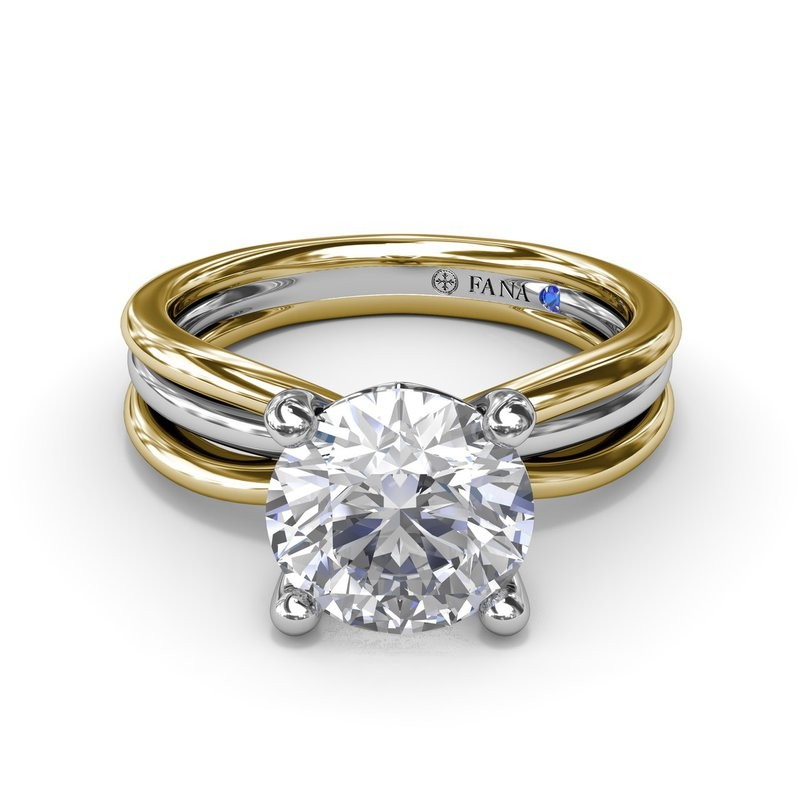 14K Two Tone Solitaire Engagement Ring