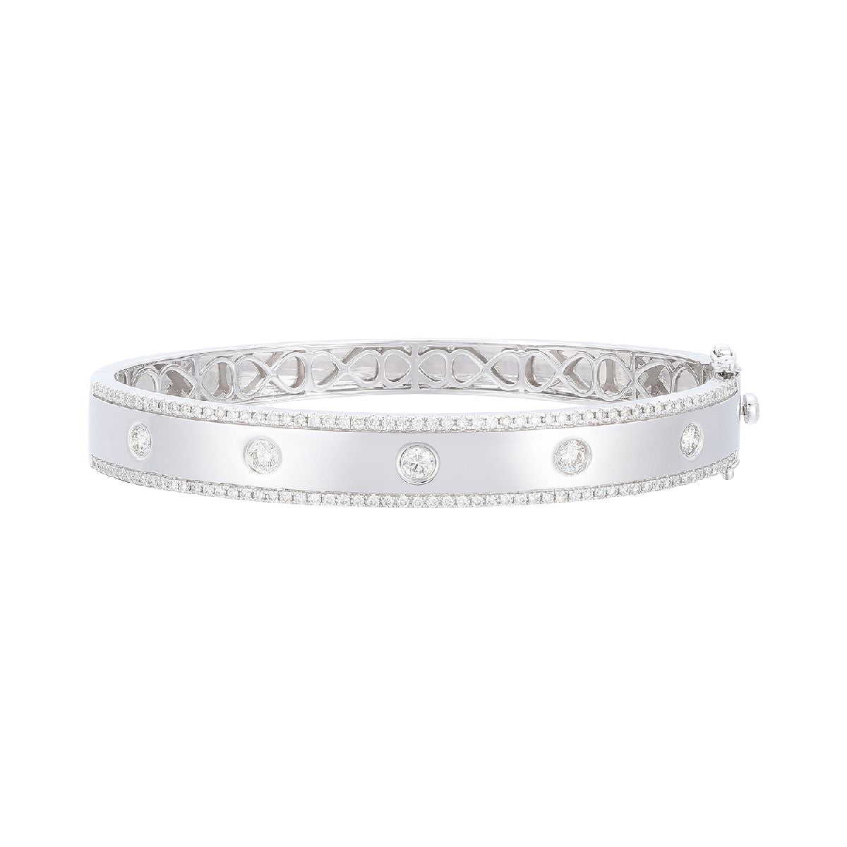 14K White Gold Diamond Bangle Bracelet