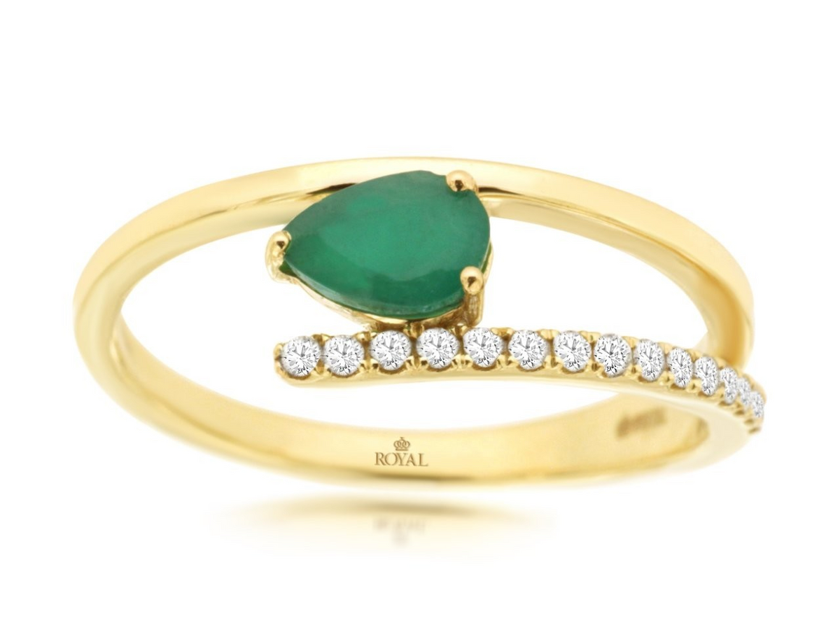 14K Yellow Gold Emerald Contemporary Ring