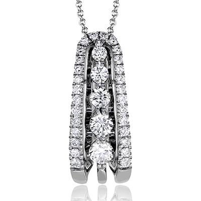 18K White Gold Diamond Drop Pendant