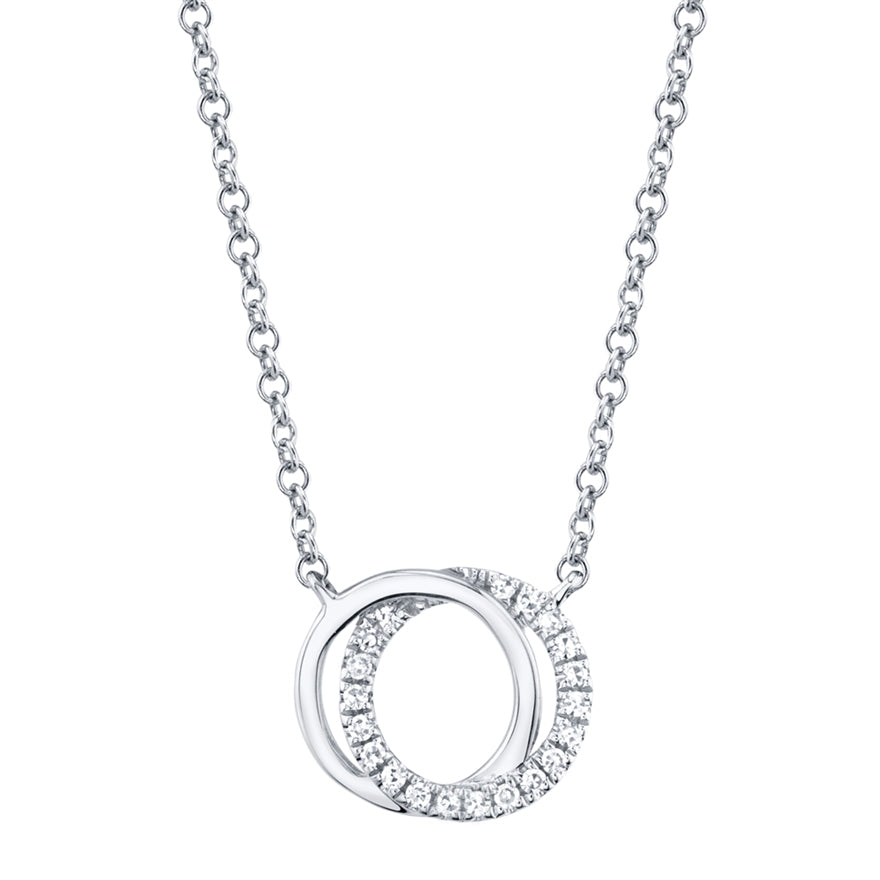 14K White Gold Diamond Circle Pendant