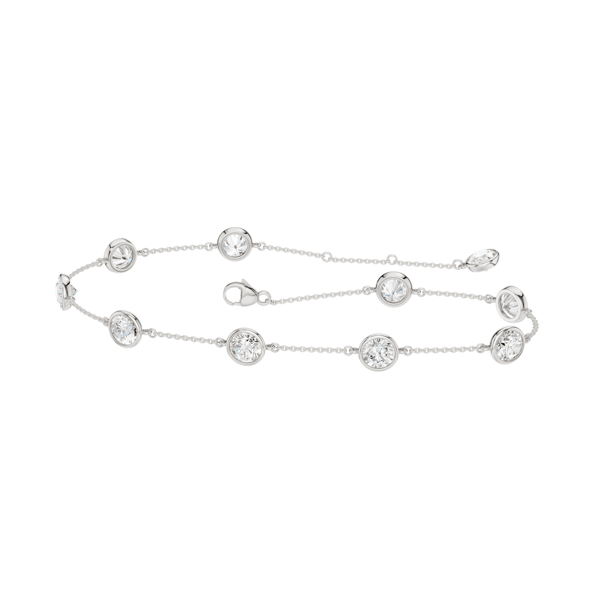 Women's 14K White Gold Lab Grown Diamond Station Bracelet