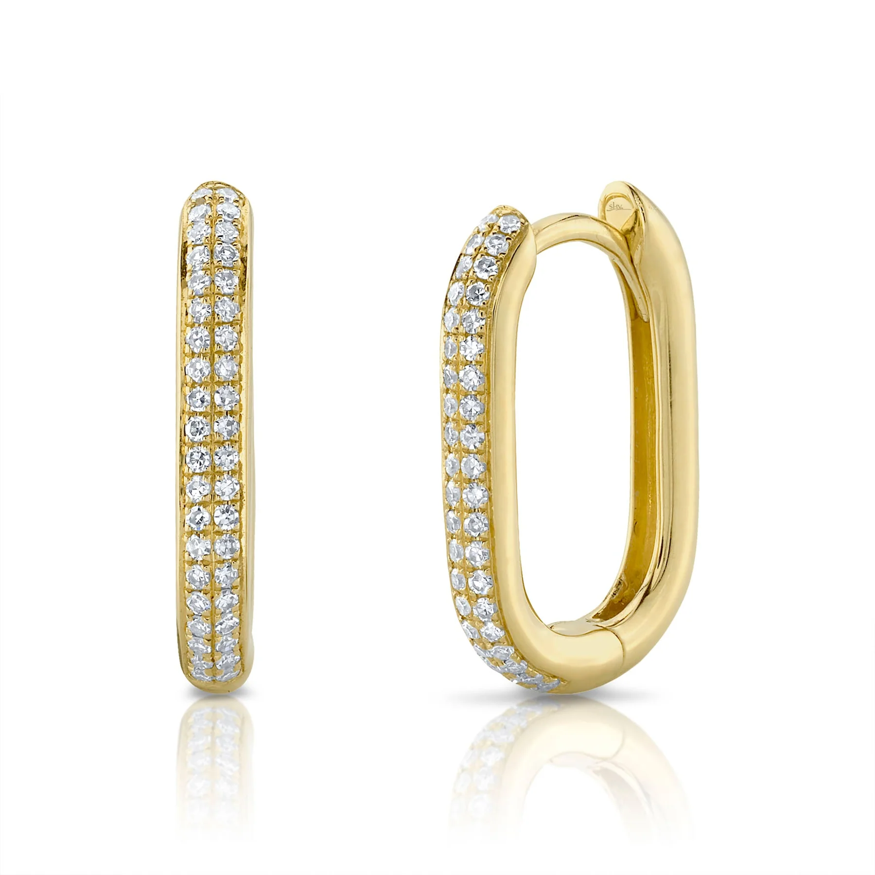 14K Yellow Gold Diamond Hoop Earrings
