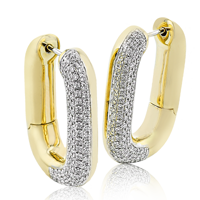 18K Two Tone Diamond Hoop Earrings