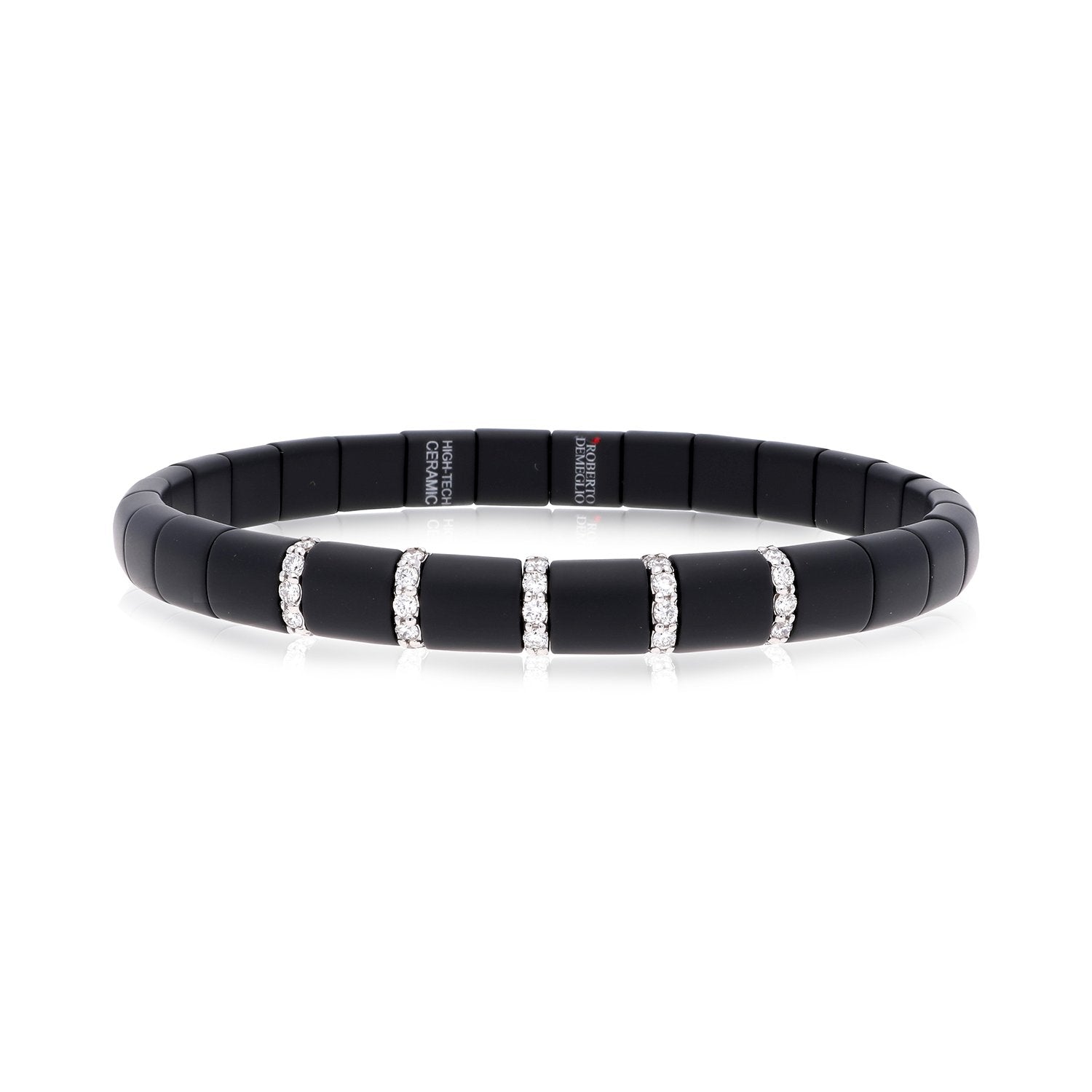 Women's Matte Black Ceramic Diamond Stretch Bracelet