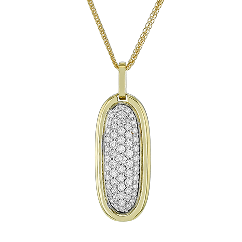 18K Two Tone Diamond Drop Pendant