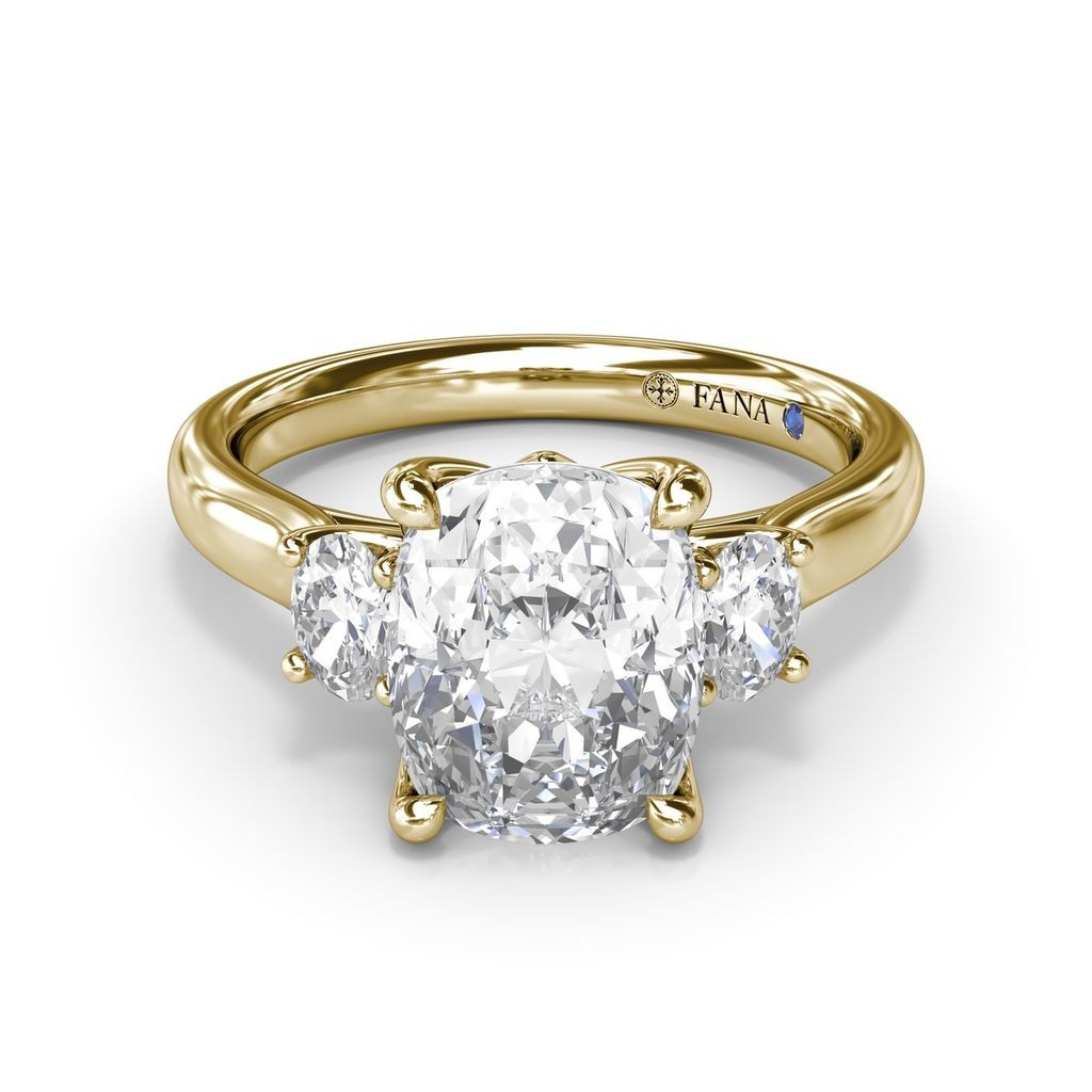 14K Yellow Gold Diamond 3 Stone Engagement Ring