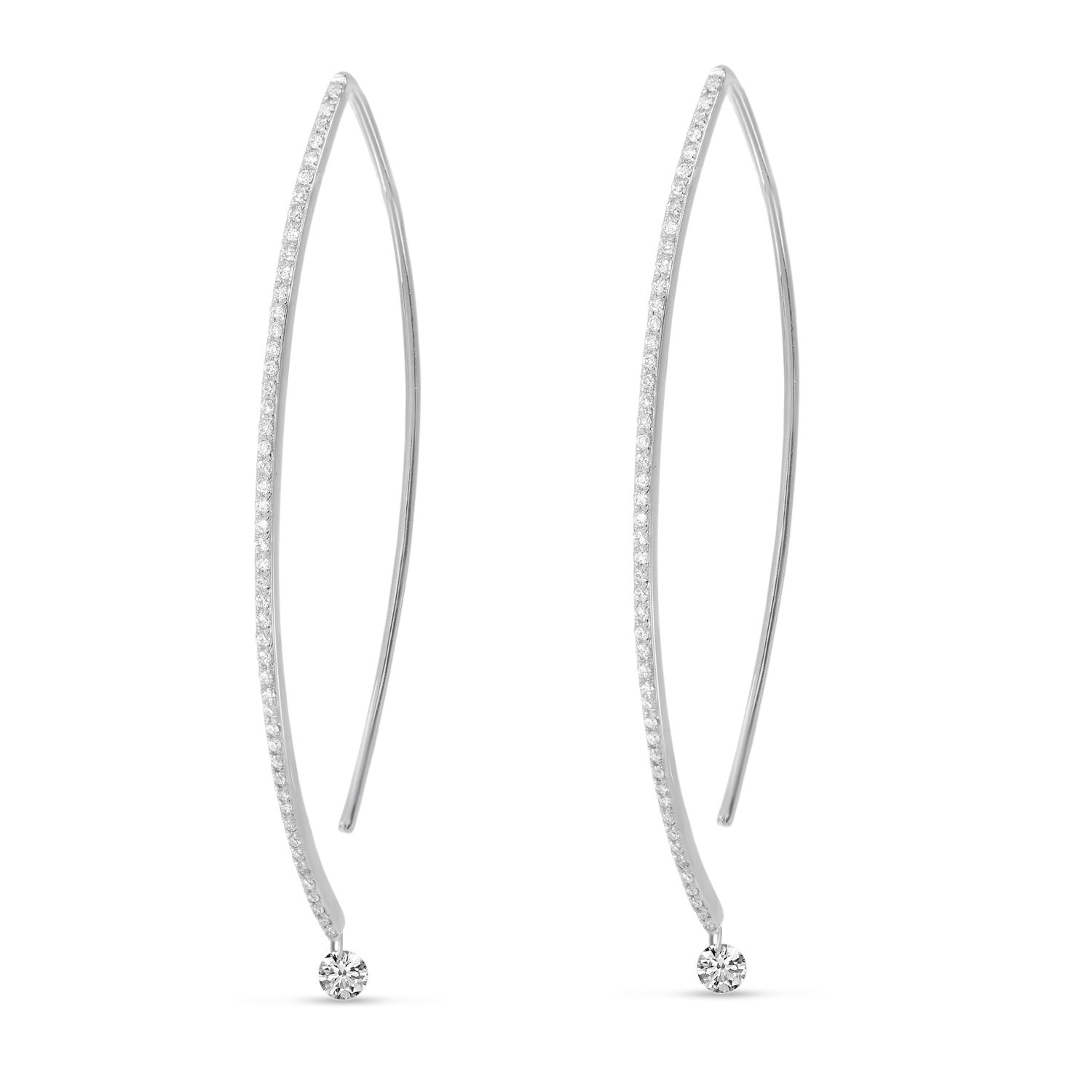 14K White Gold Diamond Threader Earrings