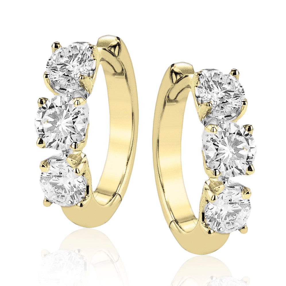 14K Yellow Gold Diamond Hoop Earrings