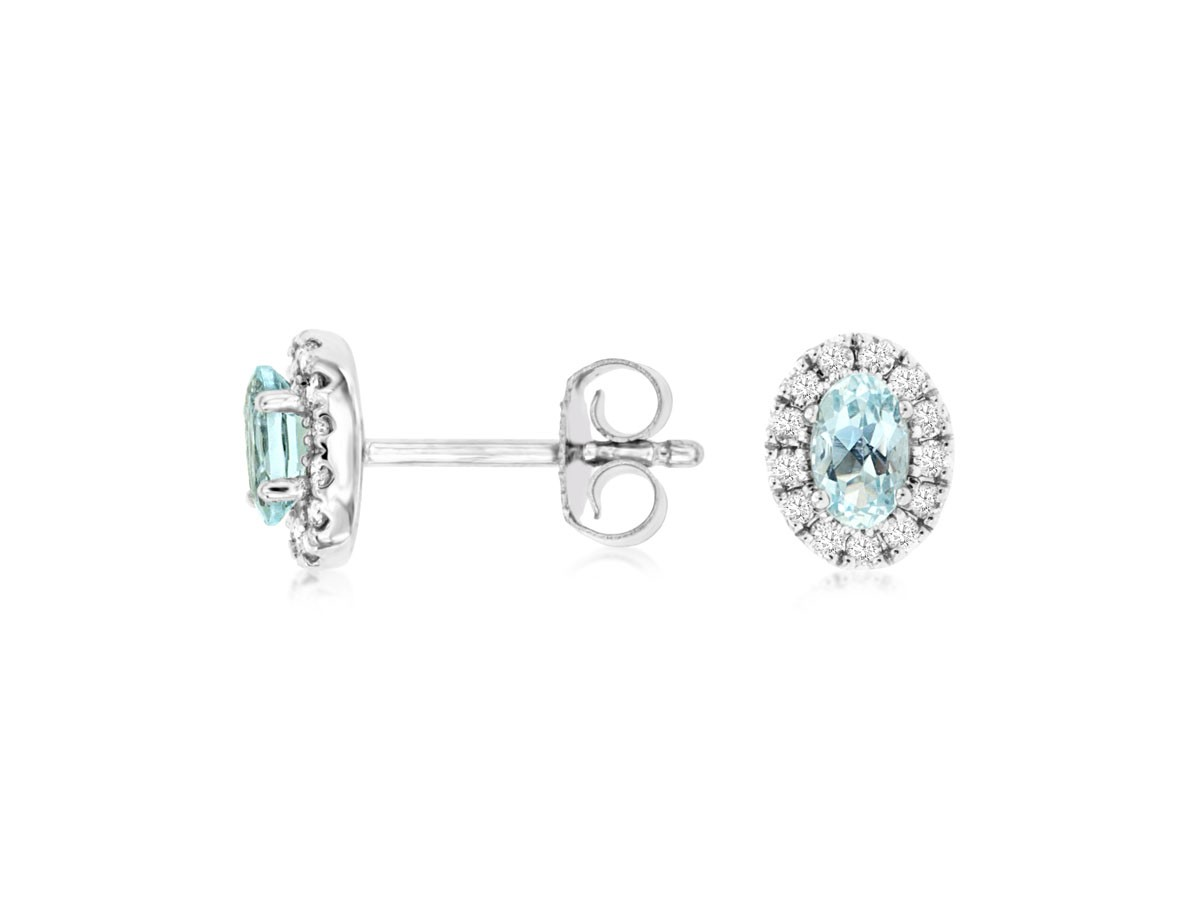 14K White Gold Aquamarine Stud Earrings