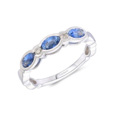 14K White Gold Sapphire Bezel Set Ring