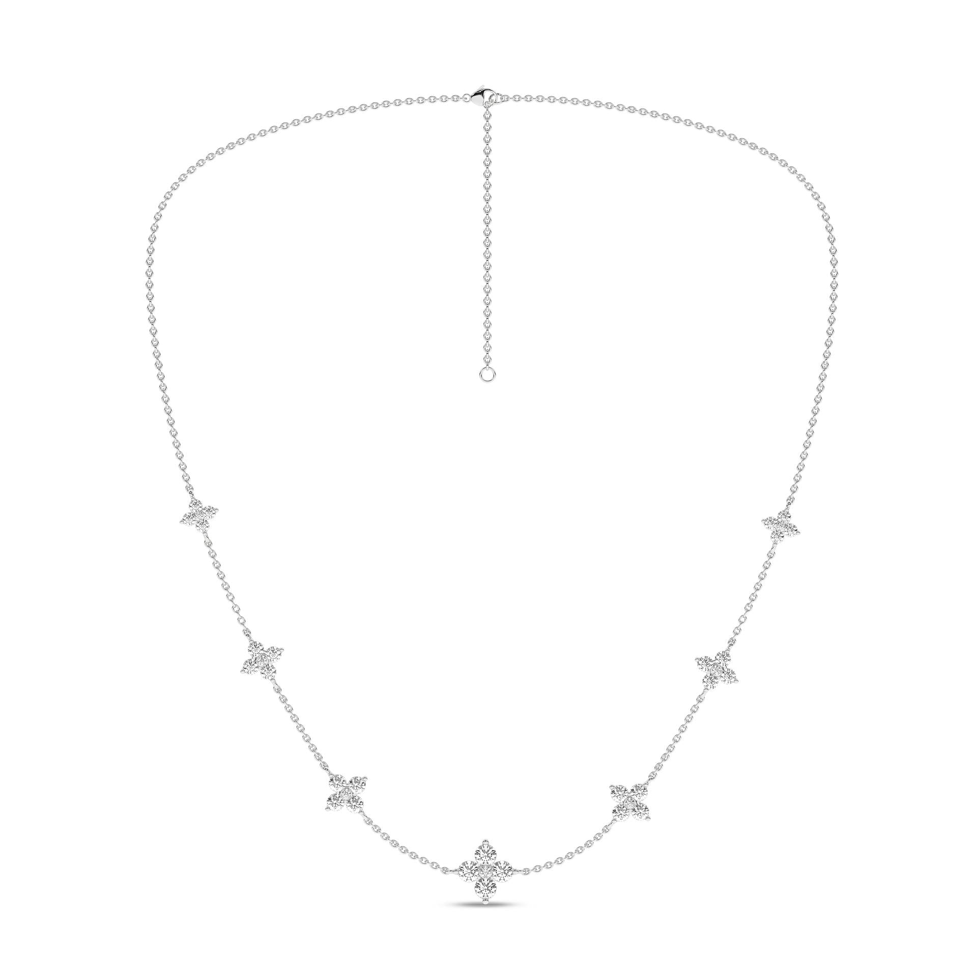 14K White Gold Lab Grown Diamond Station Necklace