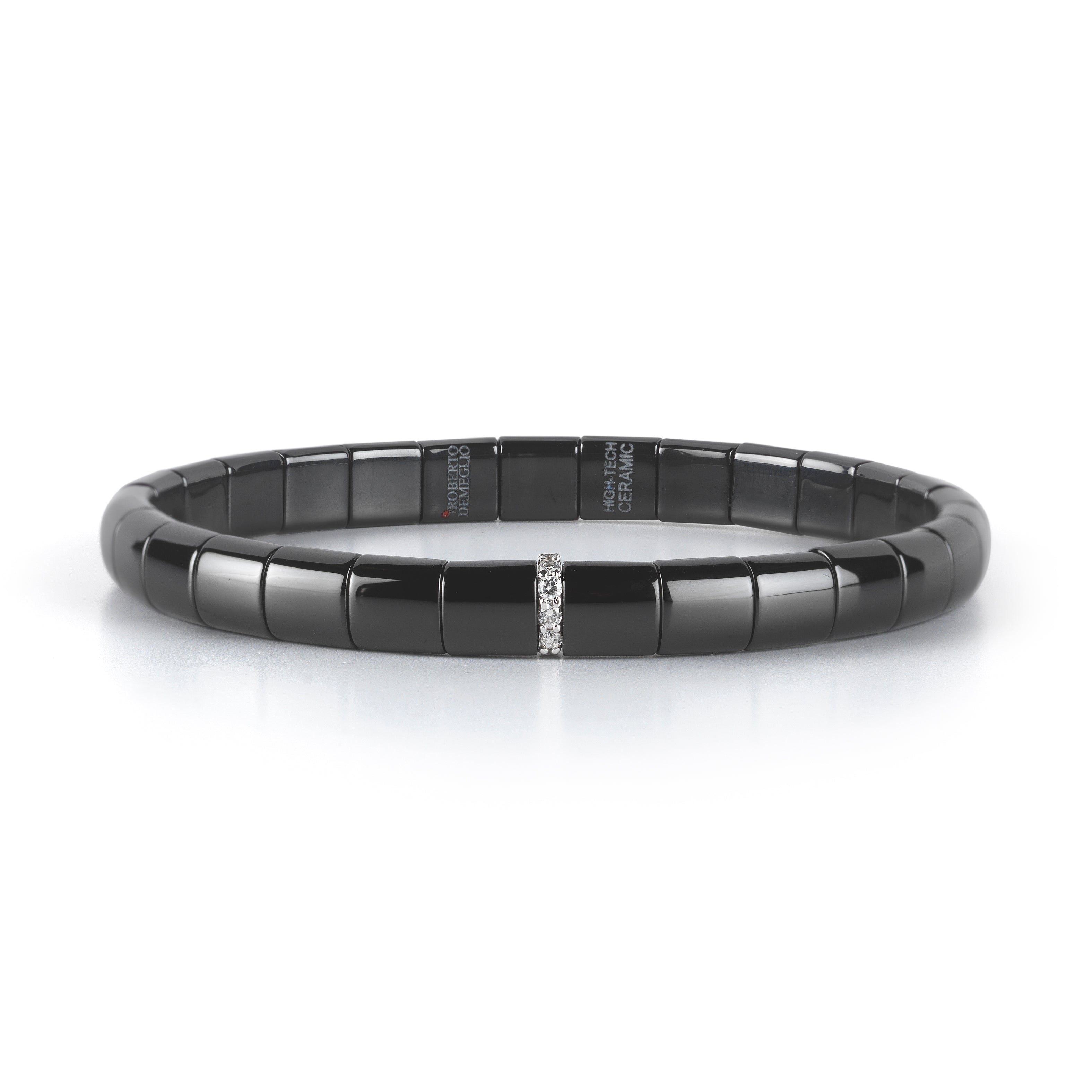 Women's Black Ceramic Diamond Stretch Bracelet