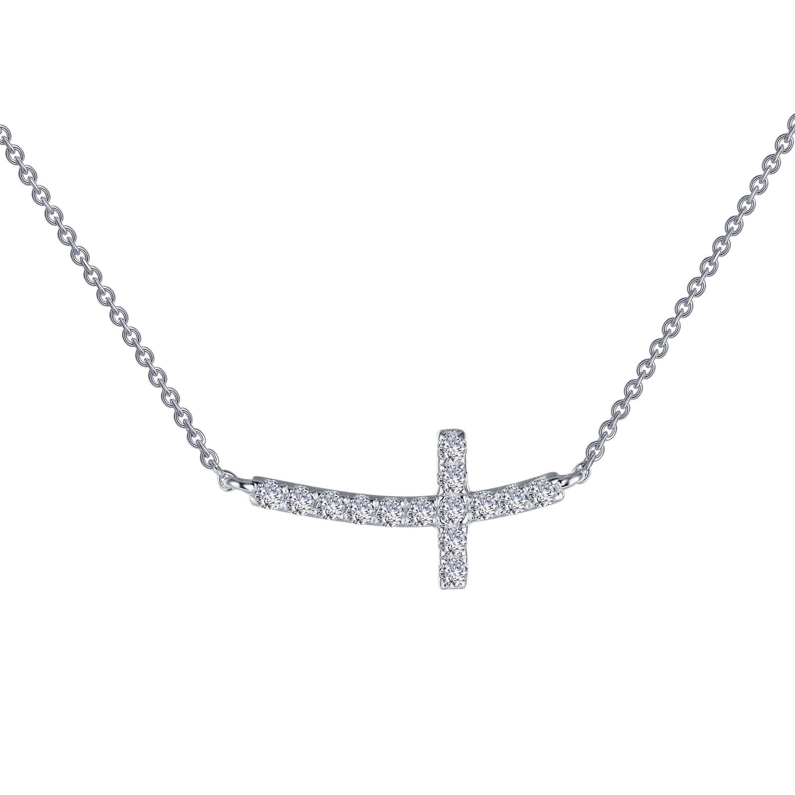 Sterling Silver CZ Cross Necklace