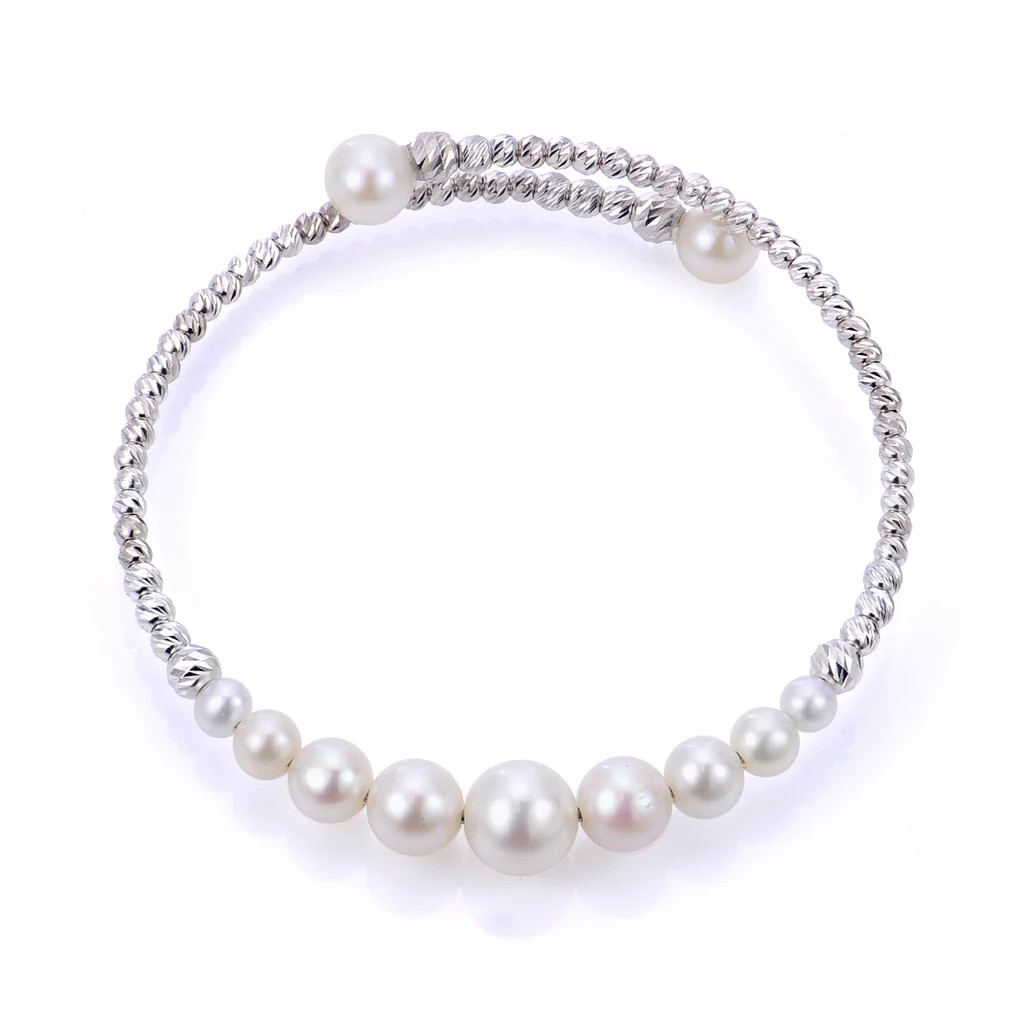 Sterling Silver Pearl Bangle Bracelet