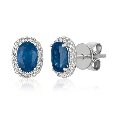 14K White Gold Sapphire Stud Earrings