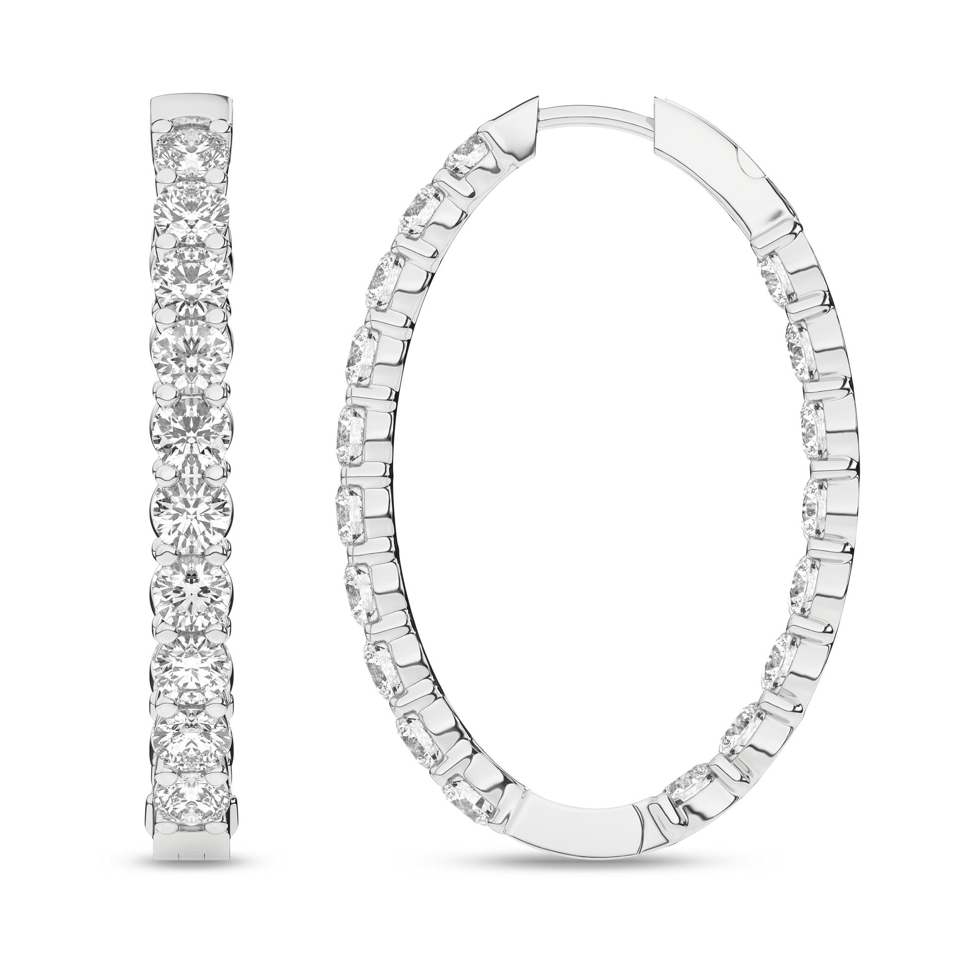 14K White Gold Lab Grown Diamond Hoop Earrings
