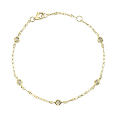Women's 14K Yellow Gold Diamond Cable Link Bracelet