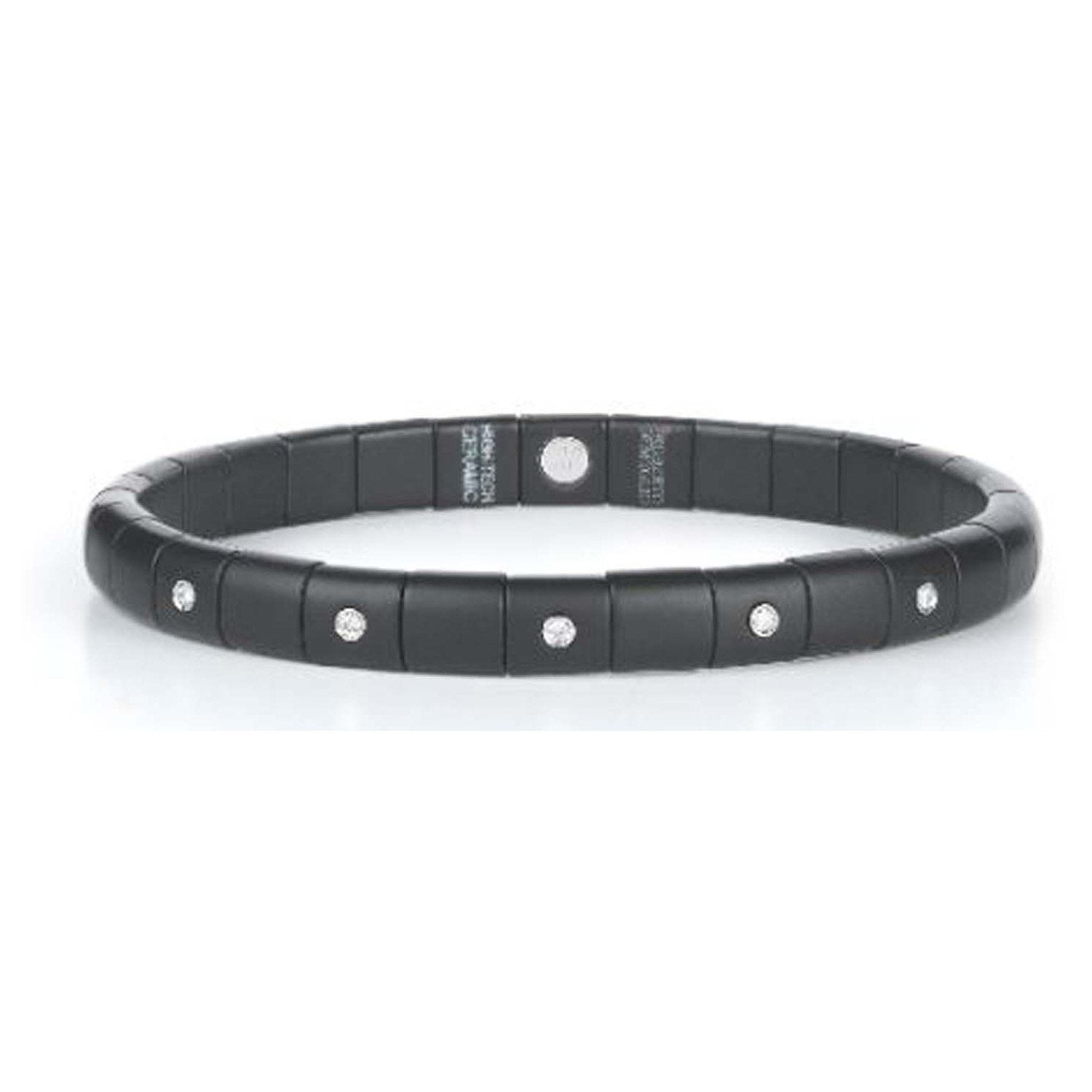 Women's Matte Black Ceramic Diamond Stretch Bracelet