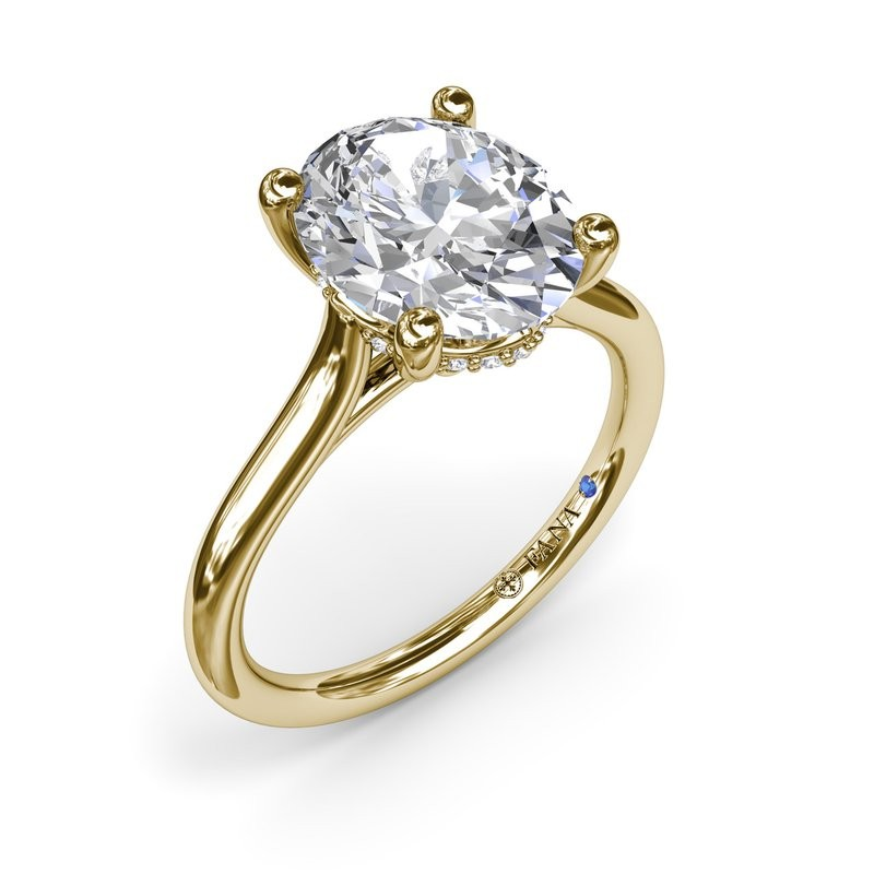 14K Yellow Gold Diamond Hidden Halo Engagement Ring